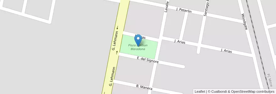 Mapa de ubicacion de Plaza Esteban Maradona en アルゼンチン, サンタフェ州, Departamento Castellanos, Municipio De Rafaela.