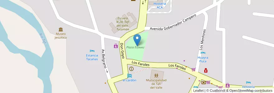 Mapa de ubicacion de Plaza Estevez en 아르헨티나, Tucumán, Departamento Tafí Del Valle, Municipio De Tafí Del Valle, Tafí Del Valle.