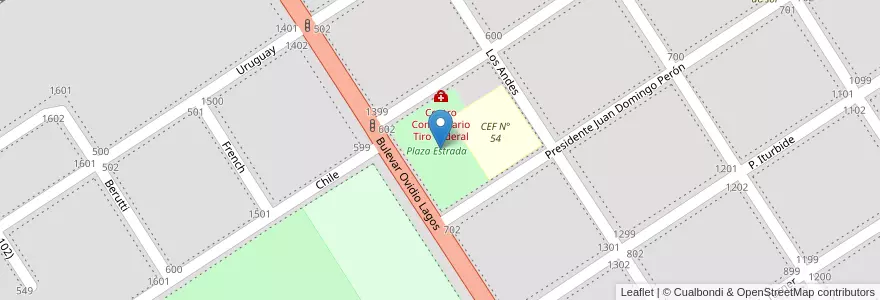 Mapa de ubicacion de Plaza Estrada en الأرجنتين, سانتا في, Departamento General López, Municipio De Venado Tuerto.