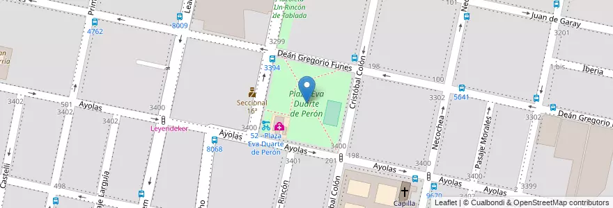 Mapa de ubicacion de Plaza Eva Duarte de Perón en Arjantin, Santa Fe, Departamento Rosario, Municipio De Rosario, Rosario.