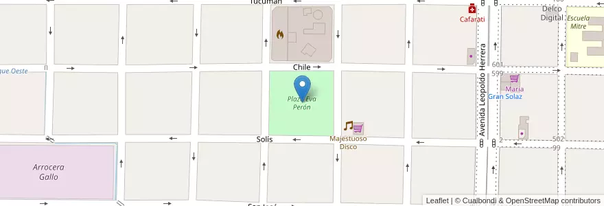 Mapa de ubicacion de Plaza Eva Perón en Arjantin, Entre Ríos, Departamento Villaguay, Distrito Lucas Al Sud, Villaguay.