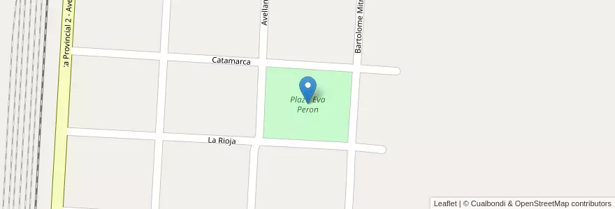 Mapa de ubicacion de Plaza Eva Peron en アルゼンチン, サンタフェ州, Departamento La Capital, Municipio De Laguna Paiva.