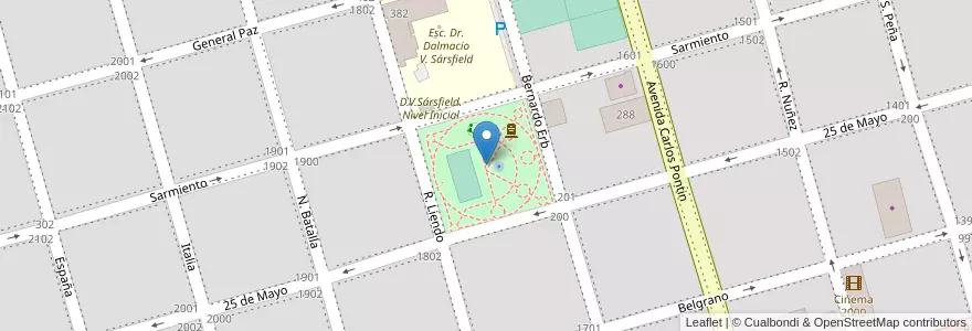 Mapa de ubicacion de Plaza Eva Perón en Argentine, Córdoba, Departamento San Justo, Municipio Arroyito, Pedanía Arroyito, Arroyito.