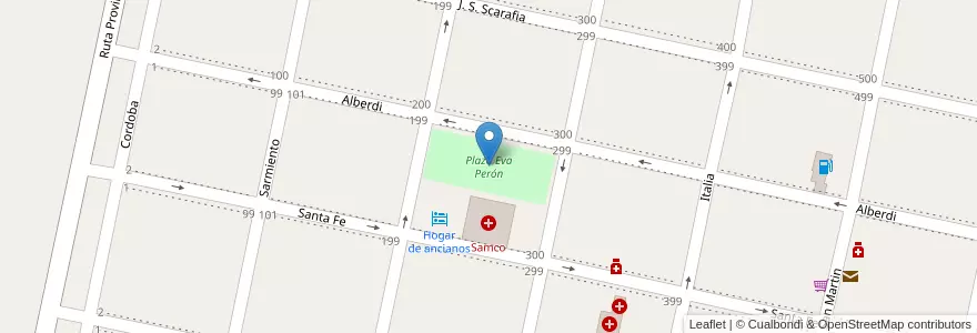 Mapa de ubicacion de Plaza Eva Perón en Argentina, Santa Fe, Municipio De Chañar Ladeado, Departamento Caseros.