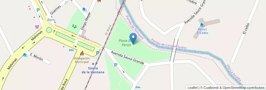 Mapa de ubicacion de Plaza Eva Perón en 阿根廷, 布宜诺斯艾利斯省, Partido De Tornquist.