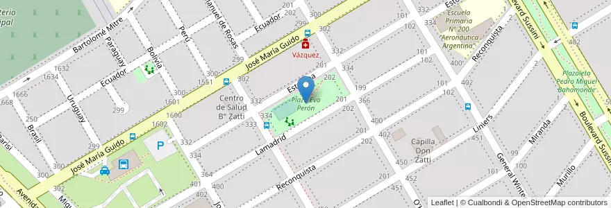 Mapa de ubicacion de Plaza Eva Perón en アルゼンチン, リオネグロ州, Departamento Adolfo Alsina, Viedma, Viedma.