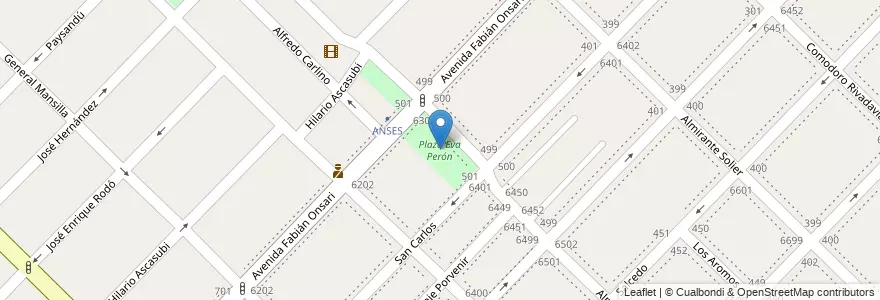 Mapa de ubicacion de Plaza Eva Perón en Argentinië, Buenos Aires, Partido De Avellaneda, Wilde.