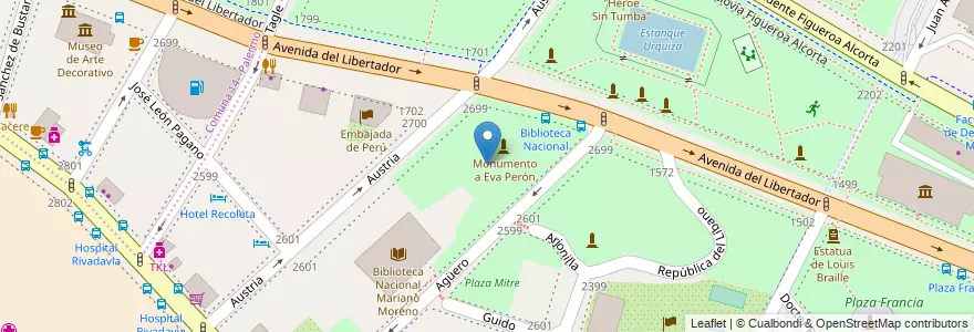 Mapa de ubicacion de Plaza Eva Perón, Recoleta en Arjantin, Ciudad Autónoma De Buenos Aires, Comuna 2, Buenos Aires.