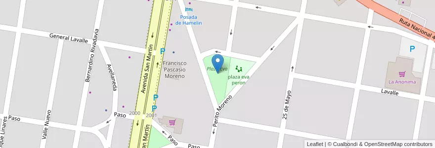 Mapa de ubicacion de Plaza Eva en Arjantin, Şili, Río Negro, Departamento Bariloche, El Bolsón.