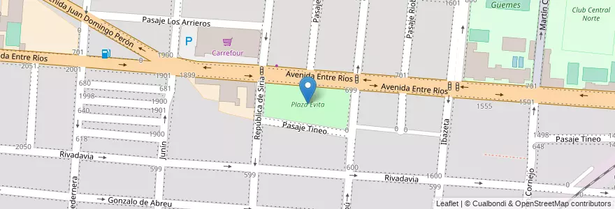 Mapa de ubicacion de Plaza Evita en Arjantin, Salta, Capital, Municipio De Salta, Salta.
