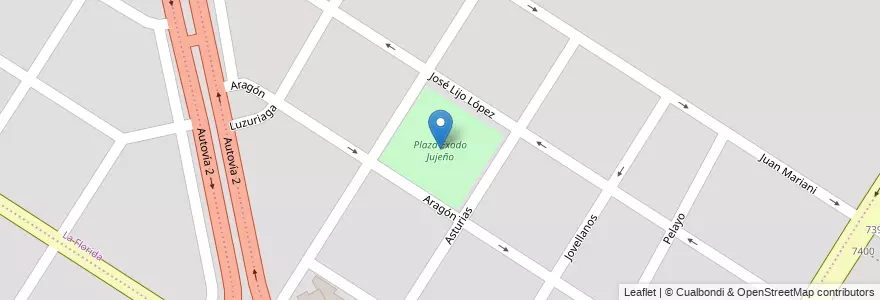 Mapa de ubicacion de Plaza Éxodo Jujeño en Argentina, Buenos Aires, Partido De General Pueyrredón, Mar Del Plata.