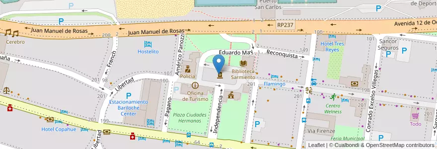 Mapa de ubicacion de Plaza Expedicionarios del Desierto en Argentinië, Chili, Río Negro, Departamento Bariloche, Municipio De San Carlos De Bariloche, San Carlos De Bariloche.