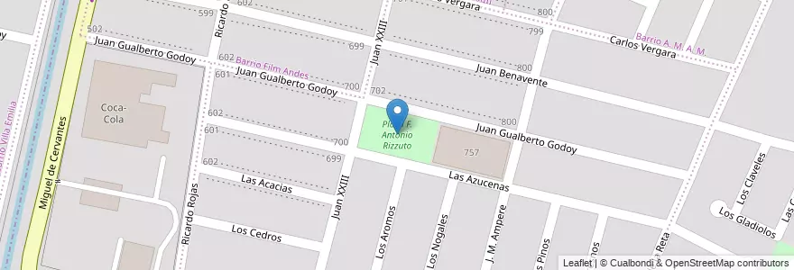 Mapa de ubicacion de Plaza F. Antonio Rizzuto en Argentina, Cile, Mendoza, Godoy Cruz, Departamento Godoy Cruz, Distrito San Francisco Del Monte.