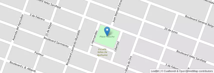 Mapa de ubicacion de Plaza Falucho en آرژانتین, Córdoba, Departamento Unión, Pedanía Bell Ville, Municipio De Morrison, Morrison.