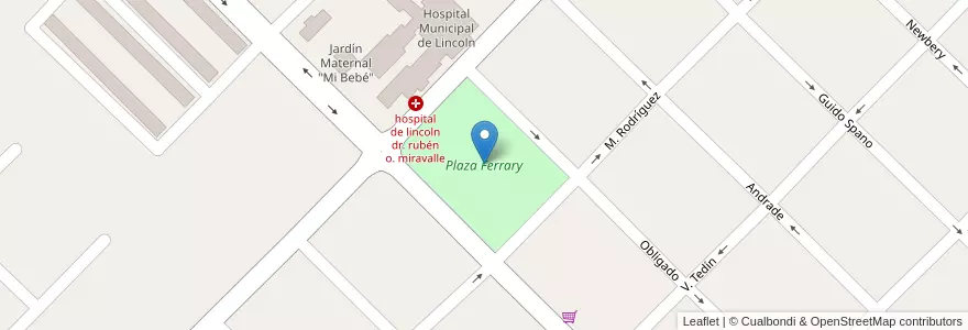 Mapa de ubicacion de Plaza Ferrary en الأرجنتين, بوينس آيرس, Partido De Lincoln.