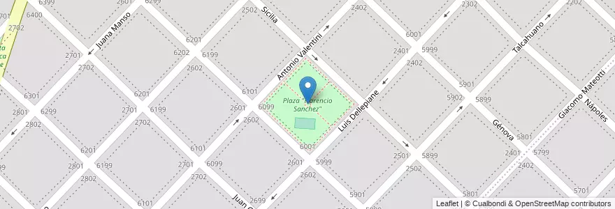 Mapa de ubicacion de Plaza "Florencio Sanchez" en Argentinien, Provinz Buenos Aires, Partido De General Pueyrredón, Mar Del Plata.