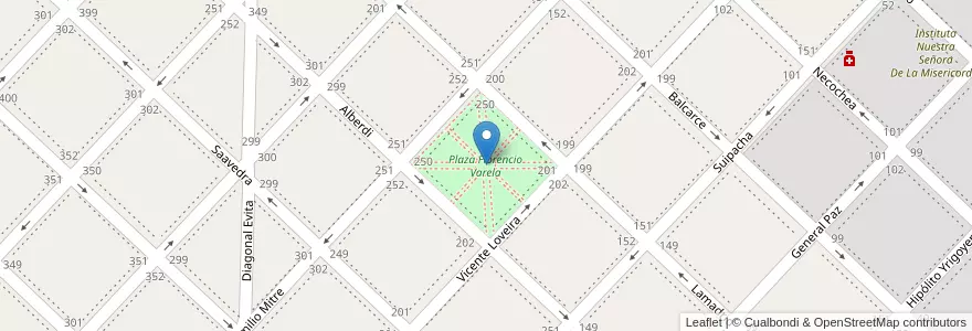 Mapa de ubicacion de Plaza Florencio Varela en آرژانتین, استان بوئنوس آیرس, Partido De Chivilcoy, Chivilcoy.