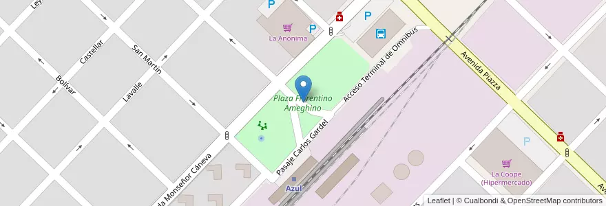 Mapa de ubicacion de Plaza Florentino Ameghino en Аргентина, Буэнос-Айрес, Partido De Azul.