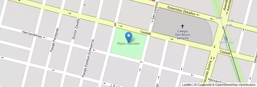 Mapa de ubicacion de Plaza Fournier en 아르헨티나, Santa Fe, Departamento La Capital, Santa Fe Capital, Santa Fe.
