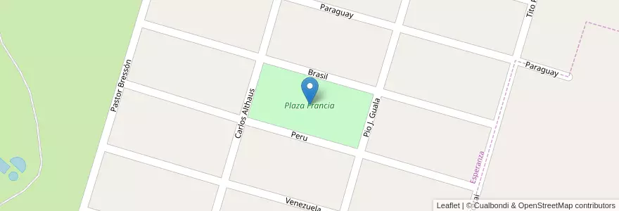 Mapa de ubicacion de Plaza Francia en Arjantin, Santa Fe, Departamento Las Colonias, Municipio De Esperanza, Esperanza.