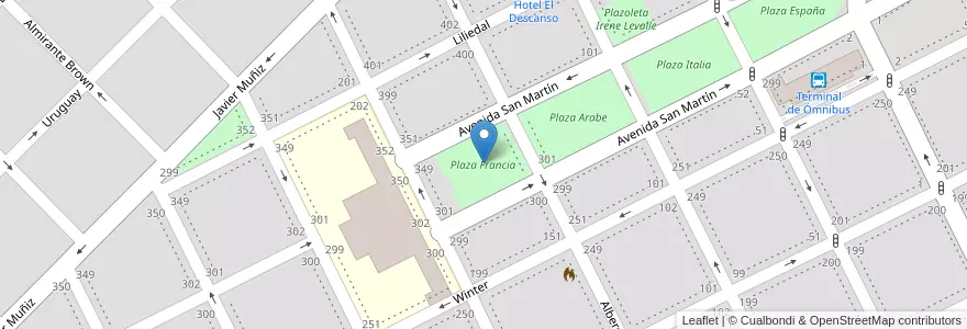 Mapa de ubicacion de Plaza Francia en Arjantin, Buenos Aires, Partido De Junín, Junín.