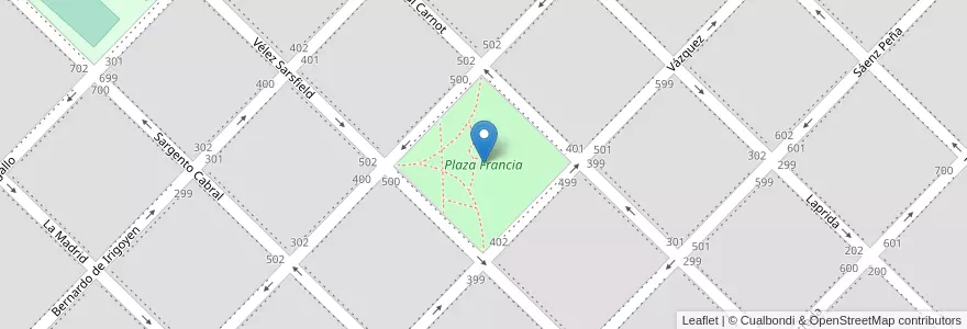 Mapa de ubicacion de Plaza Francia en アルゼンチン, ブエノスアイレス州, Partido De Tres Arroyos, Tres Arroyos.