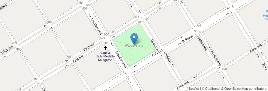 Mapa de ubicacion de Plaza Francia en Argentina, Buenos Aires, Partido De Trenque Lauquen, Cuartel Chacras De Trenque Lauquen, Trenque Lauquen.