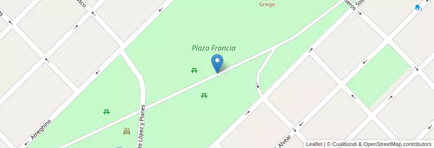 Mapa de ubicacion de Plaza Francia en Arjantin, Şili, Mendoza, San Rafael, Distrito Ciudad De San Rafael, Departamento San Rafael.