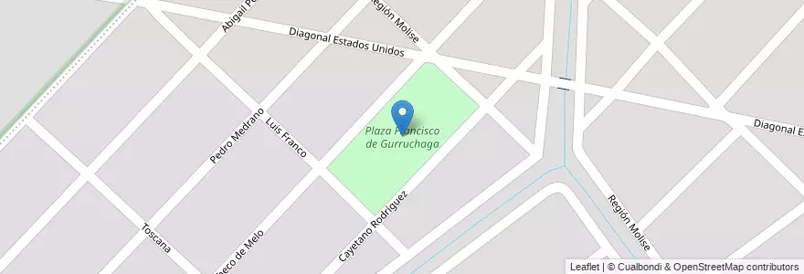Mapa de ubicacion de Plaza Francisco de Gurruchaga en 阿根廷, 布宜诺斯艾利斯省, Partido De General Pueyrredón, Mar Del Plata.