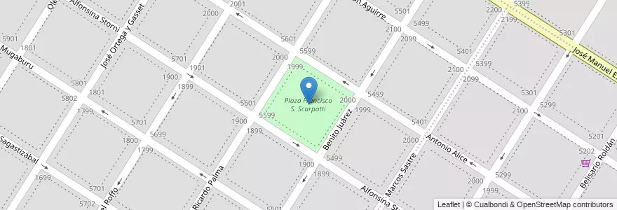 Mapa de ubicacion de Plaza Francisco S. Scarpatti en 阿根廷, 布宜诺斯艾利斯省, Partido De General Pueyrredón, Mar Del Plata.