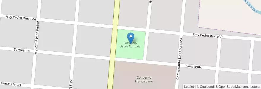 Mapa de ubicacion de Plaza Fray Pedro Iturralde en Argentinië, Formosa, Departamento Laishi, Municipio Misión San Francisco De Laishi, San Francisco De Laishí.
