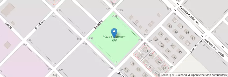 Mapa de ubicacion de Plaza Fundacion YPF en Argentina, Chile, Santa Cruz Province, Argentina, Corpen Aike, Puerto Santa Cruz, Puerto Santa Cruz.