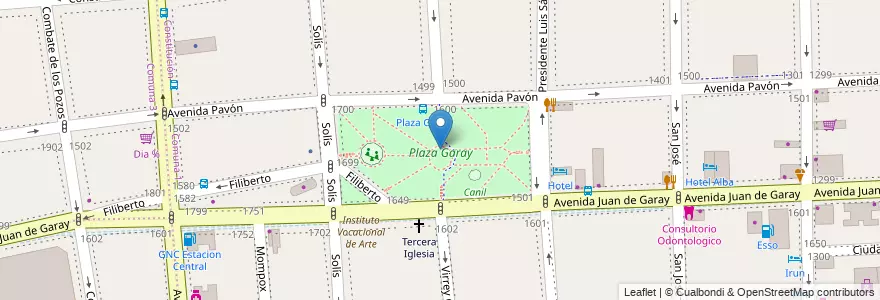 Mapa de ubicacion de Plaza Garay, Constitucion en アルゼンチン, Ciudad Autónoma De Buenos Aires, Comuna 1, ブエノスアイレス.