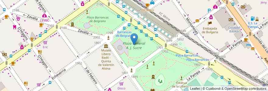 Mapa de ubicacion de Plaza General A. J. Sucre, Belgrano en アルゼンチン, Ciudad Autónoma De Buenos Aires, ブエノスアイレス, Comuna 13.