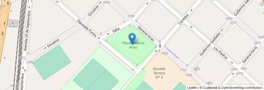 Mapa de ubicacion de Plaza General Arias en Argentinien, Provinz Buenos Aires, Partido De Lanús, Remedios De Escalada, Lanús Este.