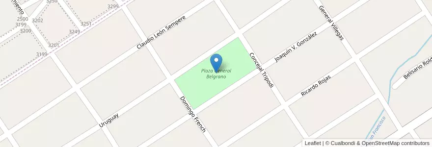 Mapa de ubicacion de Plaza General Belgrano en Argentina, Buenos Aires, Partido De Almirante Brown, Claypole.