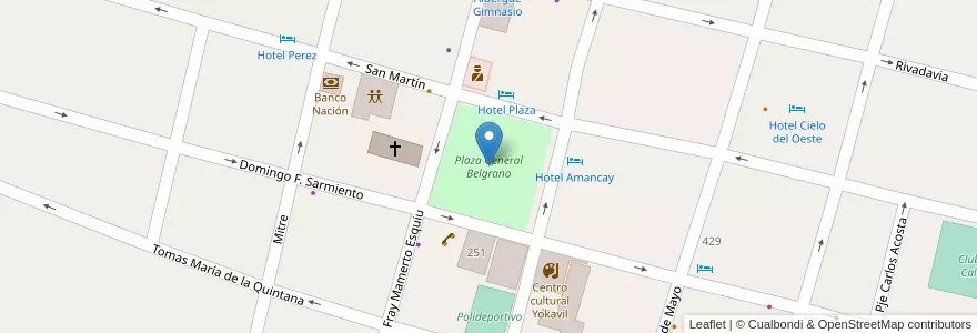 Mapa de ubicacion de Plaza General Belgrano en Argentinië, Catamarca, Departamento Santa María, Municipio De Santa María, Santa María.