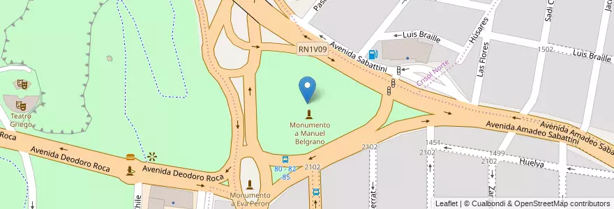 Mapa de ubicacion de Plaza General Belgrano en Argentinië, Córdoba, Departamento Capital, Pedanía Capital, Córdoba, Municipio De Córdoba.