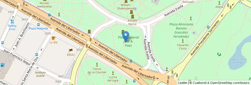 Mapa de ubicacion de Plaza General José A. Paez, Palermo en الأرجنتين, Ciudad Autónoma De Buenos Aires, Buenos Aires, Comuna 14.