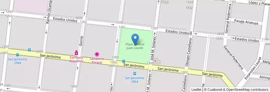 Mapa de ubicacion de Plaza General Juan Lavalle en 阿根廷, Córdoba, Departamento Capital, Pedanía Capital, Córdoba, Municipio De Córdoba.