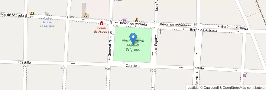 Mapa de ubicacion de Plaza General Manuel Belgrano en アルゼンチン, コリエンテス州, Departamento Curuzú Cuatiá, Municipio De Curuzú Cuatiá.