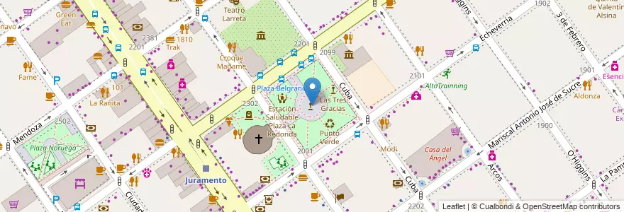 Mapa de ubicacion de Plaza General Manuel Belgrano, Belgrano en Argentinien, Ciudad Autónoma De Buenos Aires, Buenos Aires, Comuna 13.