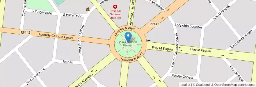 Mapa de ubicacion de Plaza General Mosconi en Arjantin, Salta, General San Martín, Municipio De General Mosconi, General Mosconi.
