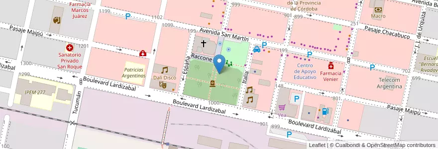 Mapa de ubicacion de Plaza General Paz en آرژانتین, Córdoba, Departamento Marcos Juárez, Pedanía Espinillos, Municipio De Marcos Juárez.