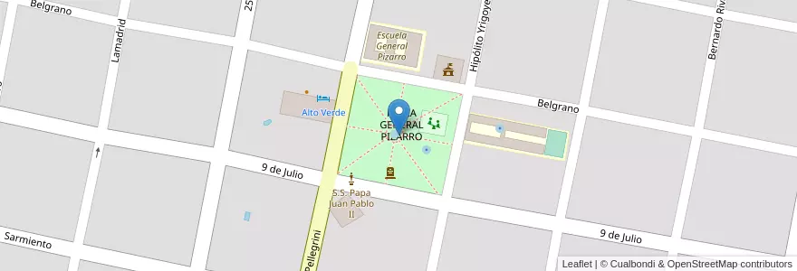 Mapa de ubicacion de Plaza General Pizarro en Arjantin, Salta, Orán, Municipio De San Ramón De La Nueva Orán, San Ramón De La Nueva Orán.