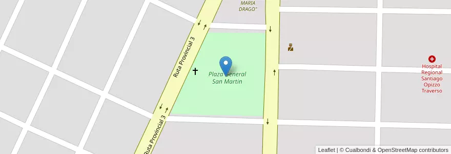 Mapa de ubicacion de Plaza General San Martin en 아르헨티나, Formosa, Departamento Pirané, Municipio De El Colorado.
