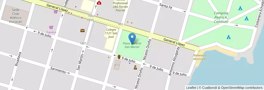 Mapa de ubicacion de Plaza General San Martín en Argentinien, Santa Fe, Departamento San Javier, Municipio De San Javier.