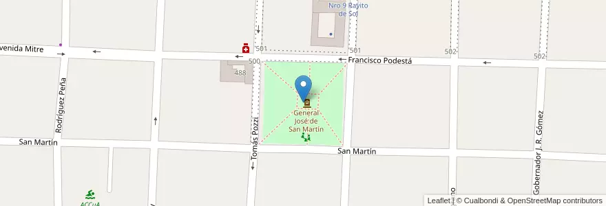 Mapa de ubicacion de Plaza General San Martin en Аргентина, Корриентес, Departamento Curuzú Cuatiá, Municipio De Curuzú Cuatiá.