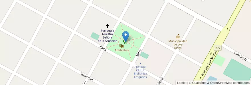 Mapa de ubicacion de Plaza General San Martín en アルゼンチン, サンティアゴ・デル・エステロ州, Departamento General Taboada.