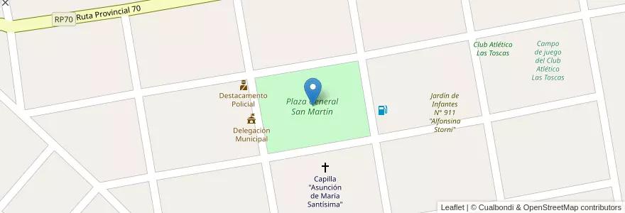 Mapa de ubicacion de Plaza General San Martín en アルゼンチン, ブエノスアイレス州, Partido De Lincoln.